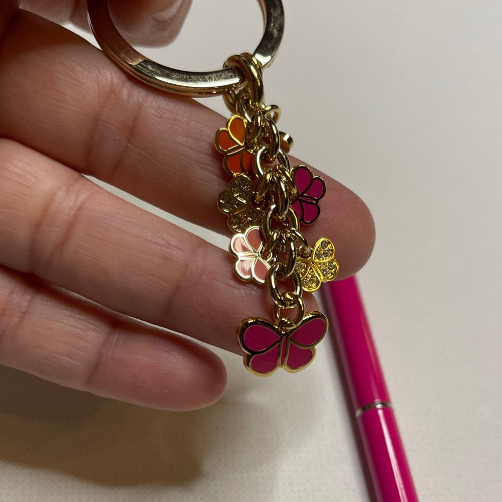 Coach Butterfly Pink and Orange Keychain and Pink Coach Pen - Picture 4 of 6